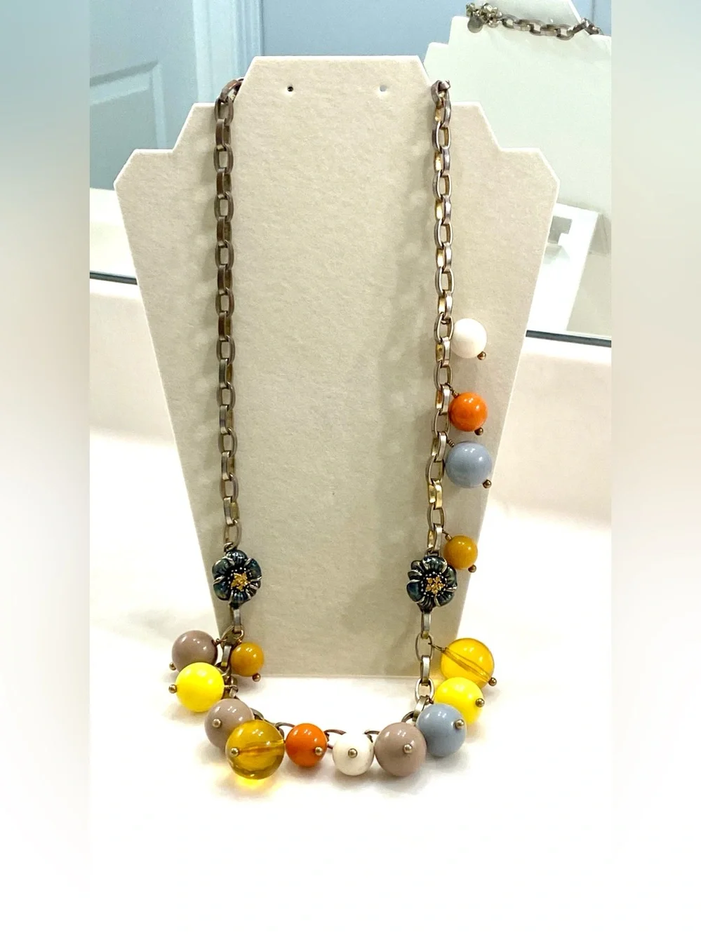 J. Crew Vintage Gumball Gold-Tone Chain Necklace with Multicolor Beads